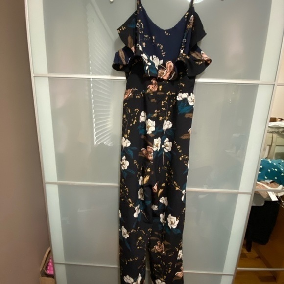 Pants - Dark Romper with florals women’s size small neiman marcus date night easter